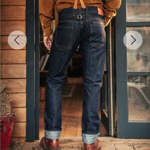 &Sons THE NEW FRONTIER 14OZ SELVEDGE ANTI-BAC RAW DENIM JEANS size 34